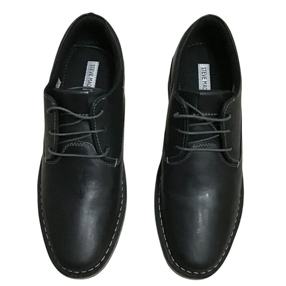 Steve Madden Harpoon Mens Black Leather Lace Up Round Toe Oxford‎ Size 10 New